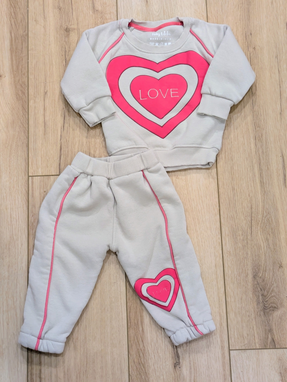 Baby Love Pink Heart Sweatshirt & Jogger Set